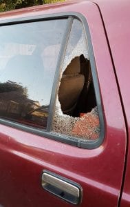 Smashed window on ute