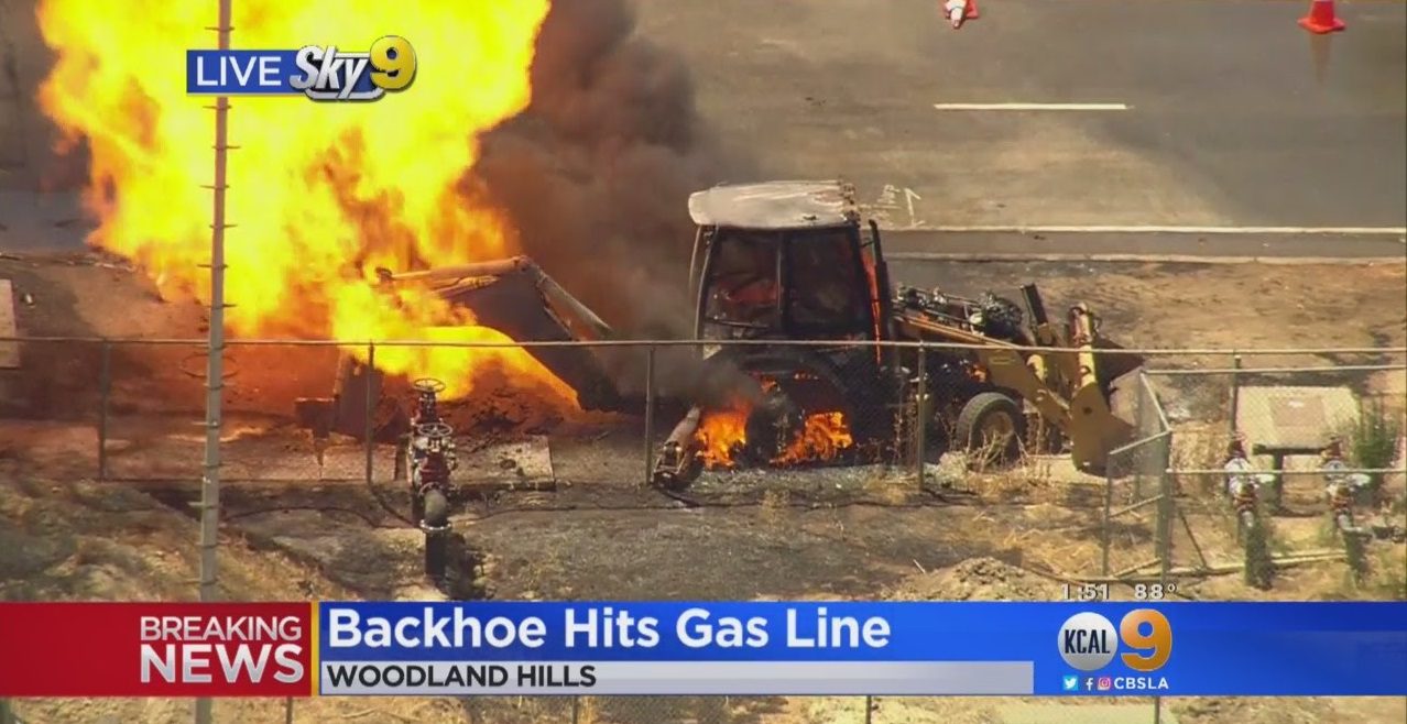 Digger hits gas main