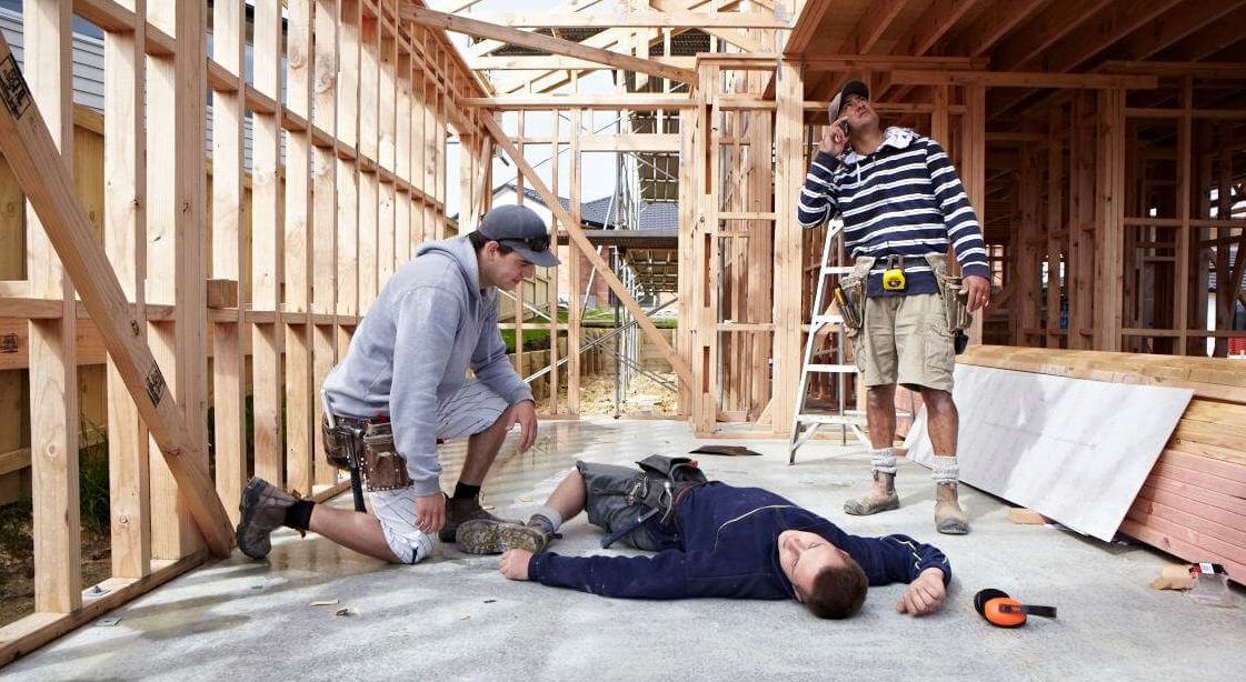 Injured worker on a building site