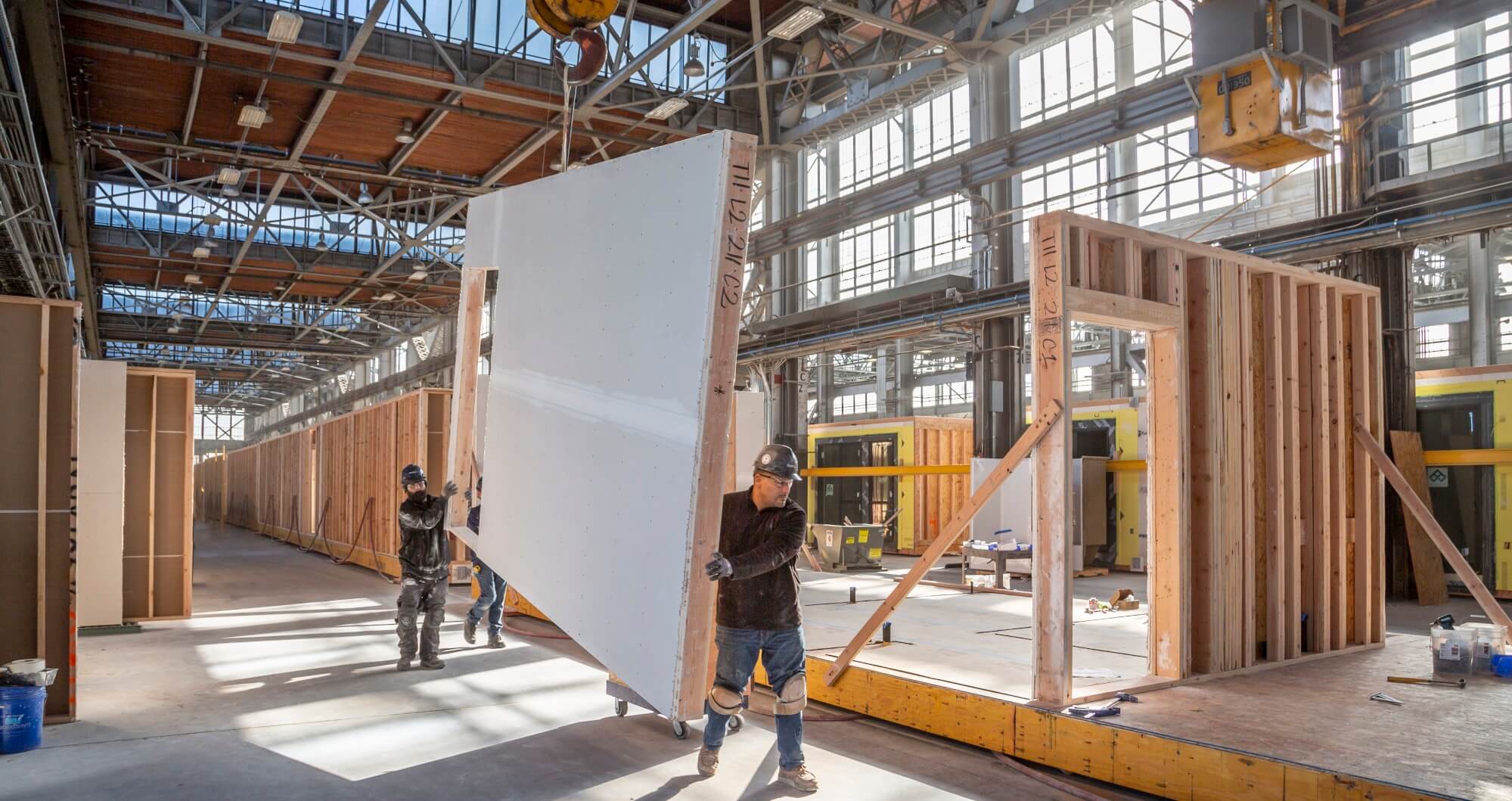 Workers in a prefab factory