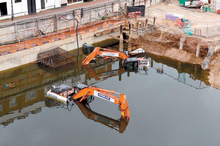 Flooded building site